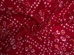 Red Floral Chinon Chiffon Fabric