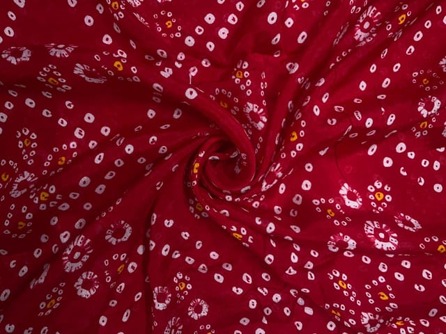 Red Floral Chinon Chiffon Fabric