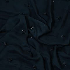 Black Color Georgette Embroidered Fabric