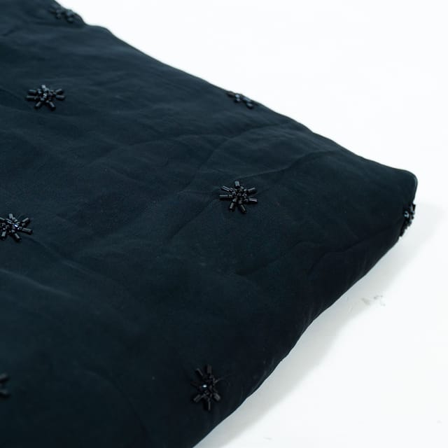 Black Color Georgette Embroidered Fabric