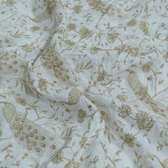 Dyeable Dola Silk Embroidered Fabric