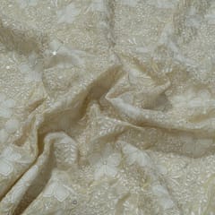 Dyeable Tissue Upada Zari Embroidered Fabric