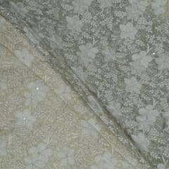 Dyeable Tissue Upada Zari Embroidered Fabric