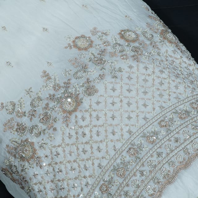 Dyeable Upada Beads Embroidered Fabric