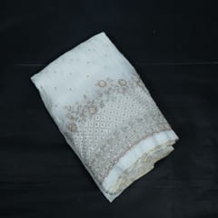 Dyeable Upada Beads Embroidered Fabric