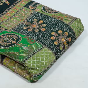 Green Color Crepe Print with Embroidered Fabric