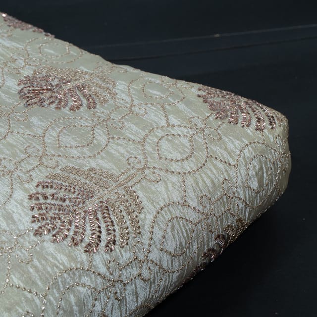 Dyeable Zari Upada Tissue Embroidered Fabric