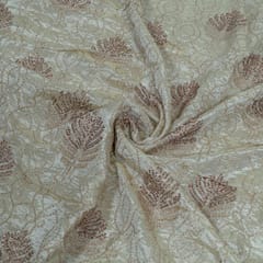 Dyeable Zari Upada Tissue Embroidered Fabric