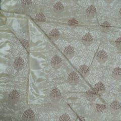 Dyeable Zari Upada Tissue Embroidered Fabric