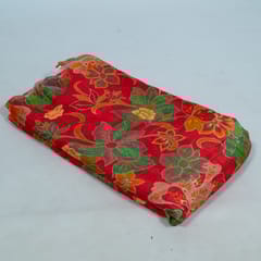 Red Color Dola Silk Jacquard Printed Fabric