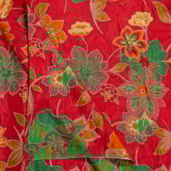 Red Color Dola Silk Jacquard Printed Fabric