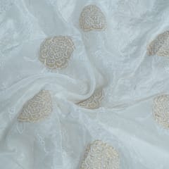 Dyeable Dola Silk Embroidered Fabric