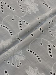 Natural Colour Dyeable Panta Floral Pattern Schiffli Embroidered Fabric