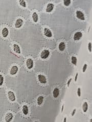 Natural Colour Dyeable Panta Floral Pattern Schiffli Embroidered Fabric