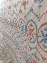 Natural Colour Dyeable Panta Floral Pattern Schiffli Embroidered Fabric