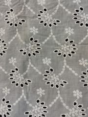 Natural Colour Dyeable Panta Floral Pattern Schiffli Embroidered Fabric