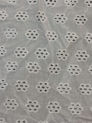 Natural Colour Dyeable Panta Floral Pattern Schiffli Embroidered Fabric