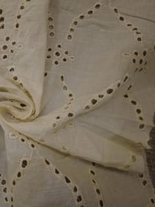 Natural Colour Dyeable Panta Floral Pattern Schiffli Embroidered Fabric