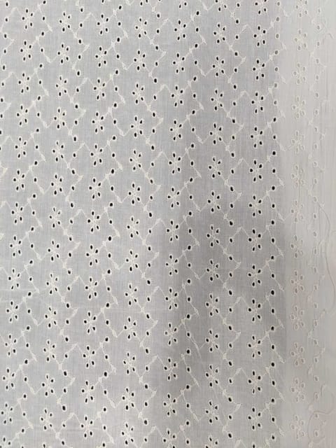 Natural Colour Dyeable Panta Floral Pattern Schiffli Embroidered Fabric