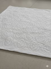 Natural Colour Dyeable Panta Floral Pattern Schiffli Embroidered Fabric