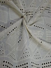 Natural Colour Dyeable Panta Floral Pattern Schiffli Embroidered Fabric