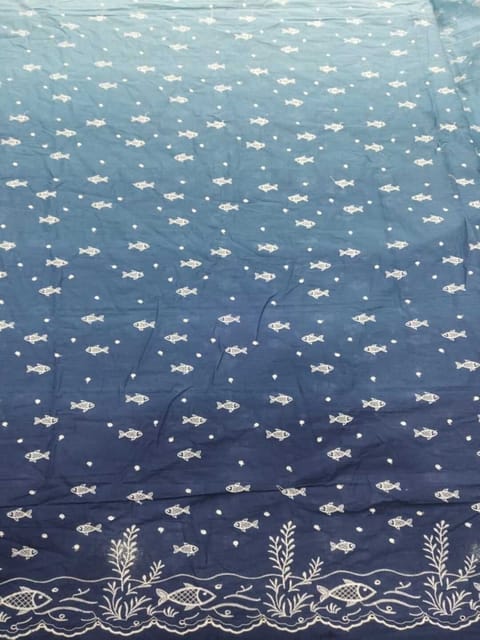 Sea Pattern Schiffli Embroidered Fabric