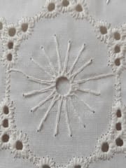 Natural Colour Dyeable Panta Floral Pattern Schiffli Embroidered Fabric