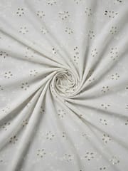 Natural Colour Dyeable Panta Floral Pattern Schiffli Embroidered Fabric