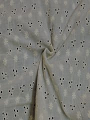 Natural Colour Dyeable Panta Floral Pattern Schiffli Embroidered Fabric