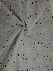 Natural Colour Dyeable Panta Floral Pattern Schiffli Embroidered Fabric