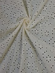 Natural Colour Dyeable Panta Floral Pattern Schiffli Embroidered Fabric