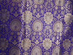 Royal Blue & Gold Floral Semi Brocade Fabric