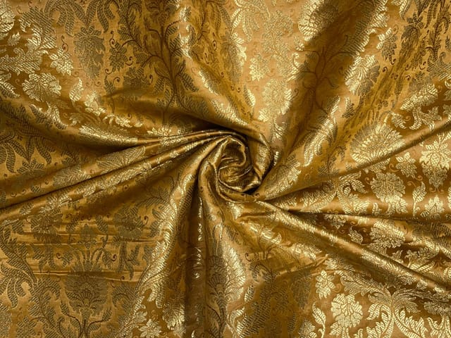 Mustard Floral Semi Brocade Fabric