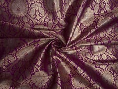Dark Pink Gold Floral Semi Brocade