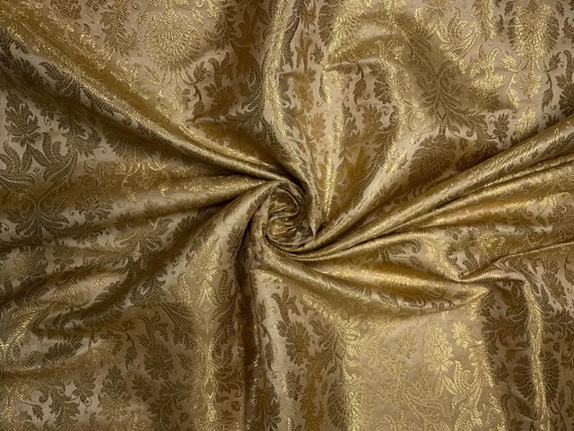 Golden Floral Semi Brocade Fabric