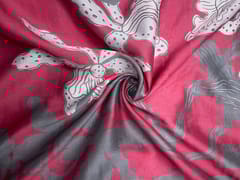 Magenta & Grey Floral Pure Chanderi Fabric
