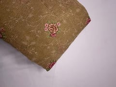 Golden Floral Crush Tissue Embroidery Fabric