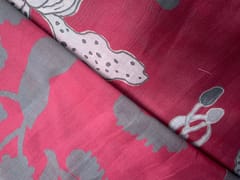 Magenta & Grey Floral Pure Chanderi Fabric