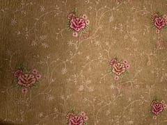 Golden Floral Crush Tissue Embroidery Fabric
