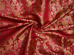 Red Floral Semi Brocade Fabric