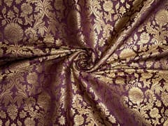 Purple Floral Semi Brocade Fabric
