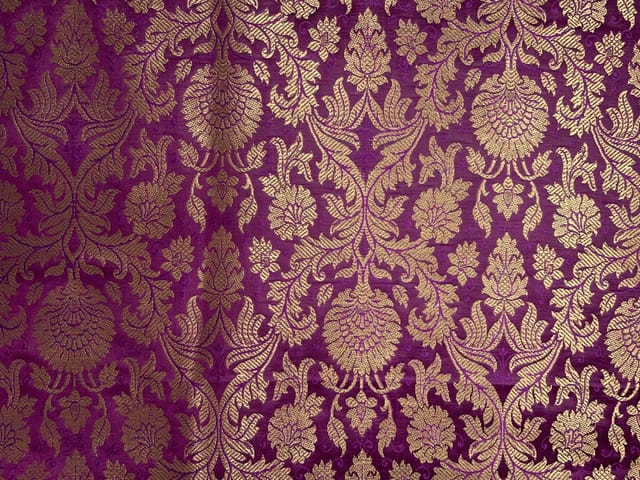 Rani Pink Gold Floral Semi Brocade Fabric