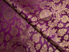 Rani Pink Gold Floral Semi Brocade Fabric
