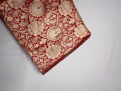 Red & Gold Floral Semi Brocade Fabric