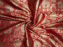 Red & Gold Floral Semi Brocade Fabric