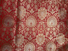 Red & Gold Floral Semi Brocade Fabric