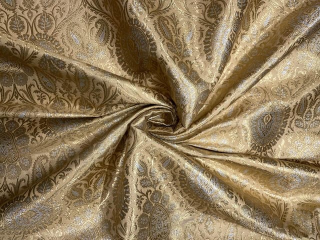 Golden Floral Semi Brocade Fabric