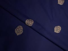 Navy Blue Floral Boti Embroidered Silk Fabric