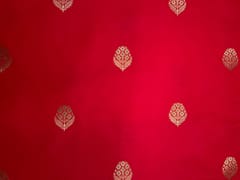 Red Floral Boti Embroidered Silk Fabric