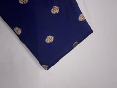 Navy Blue Floral Boti Embroidered Silk Fabric